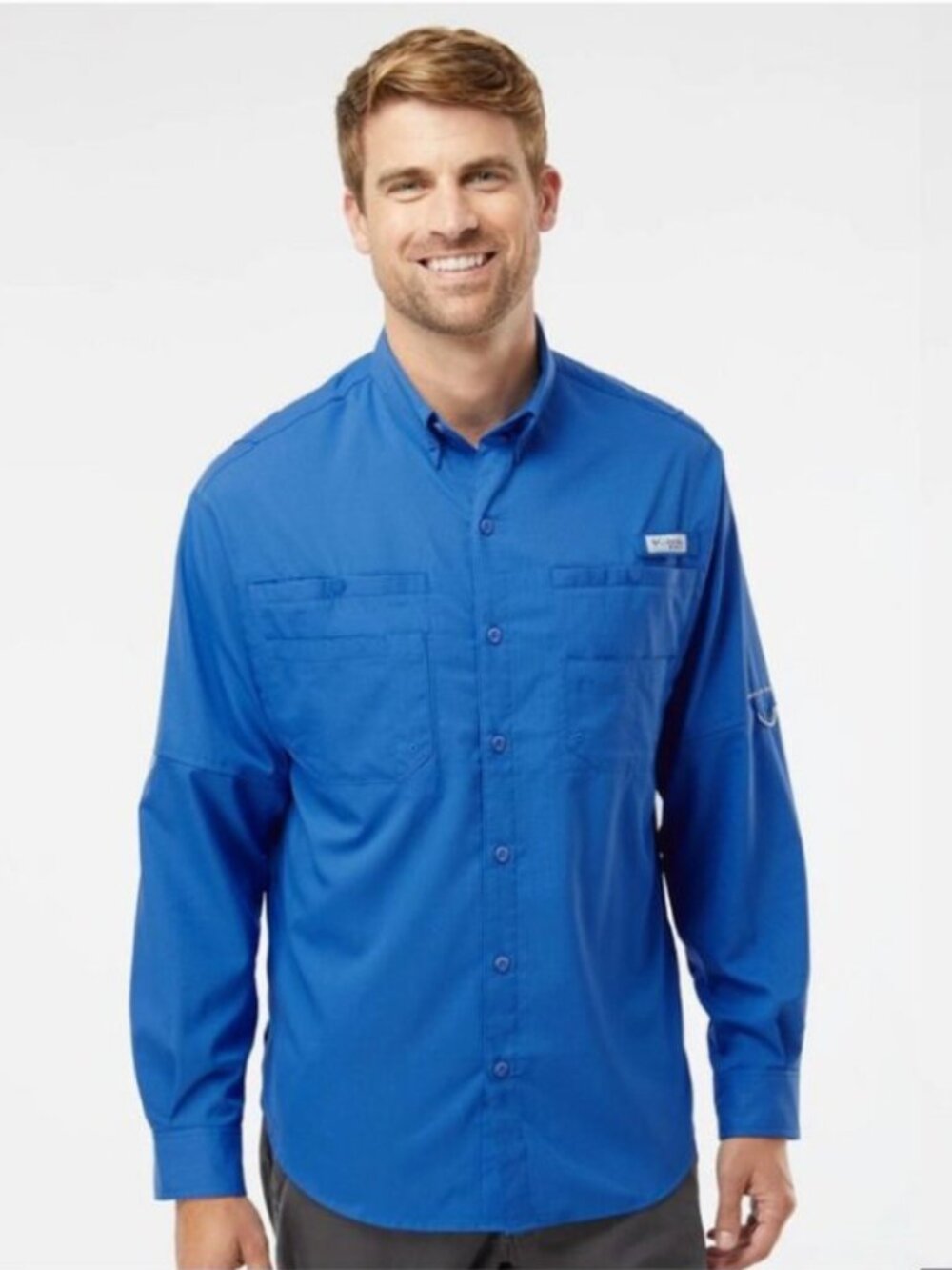Columbia Men's Tamiami II Long-Sleeve Shirt Vivid Blue Omni-Shade 2XL